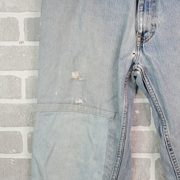 Arizona Jean Company Boot Cut Y2K Wide Leg Thashed Patched Jeans Men's 32 - Picture 5 of 16